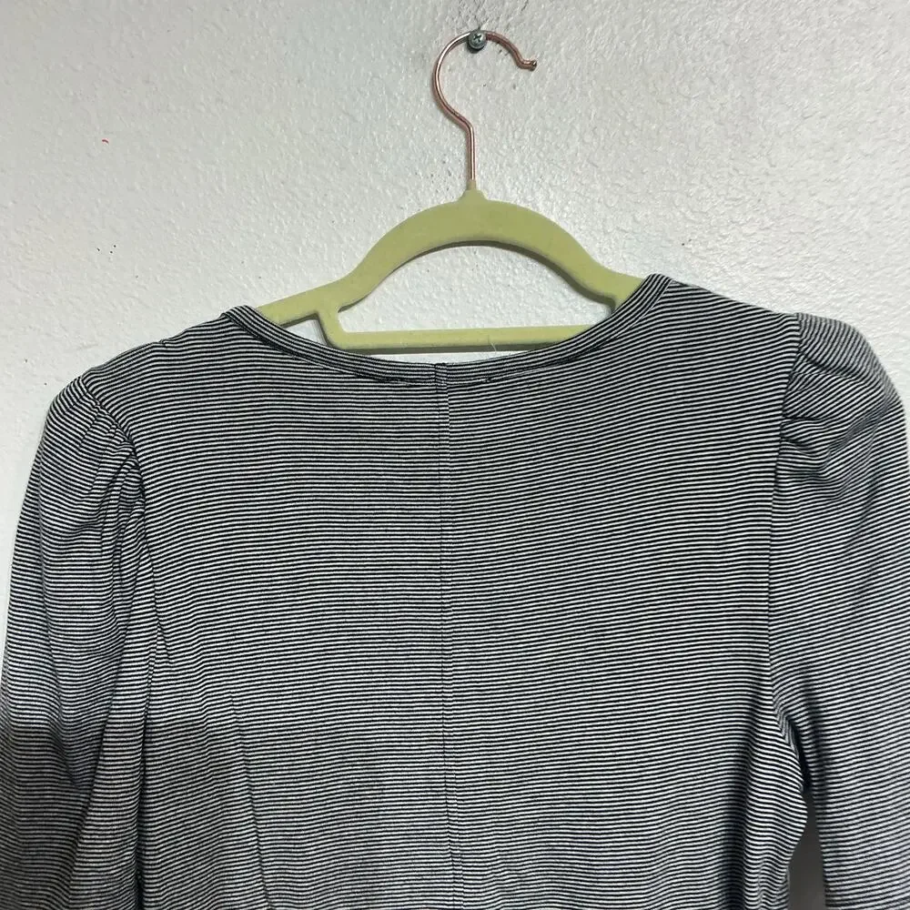 Madewell Blue Stripe Puff Sleeve Scoop Neck T-Shirt Sz M